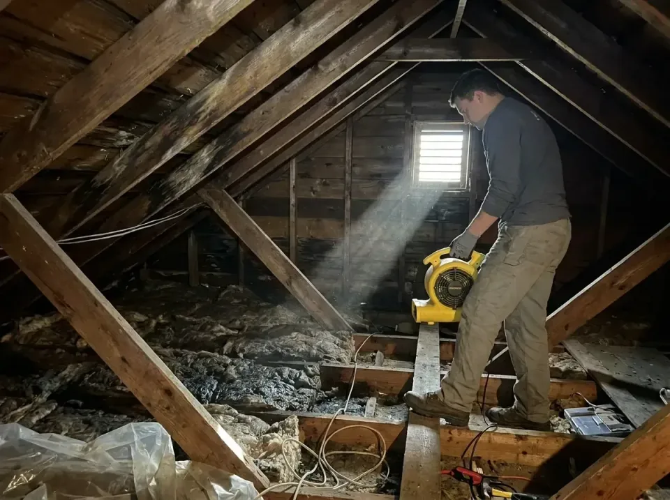 attic-water-damage-drying-proc-007 — frequently asked questions, Emergency Water Extraction & 24/7 Flood Response in Burling…
